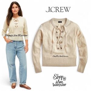 J.Crew light sand lace-up cashmere pullover sweater *shop@iamwarrior
